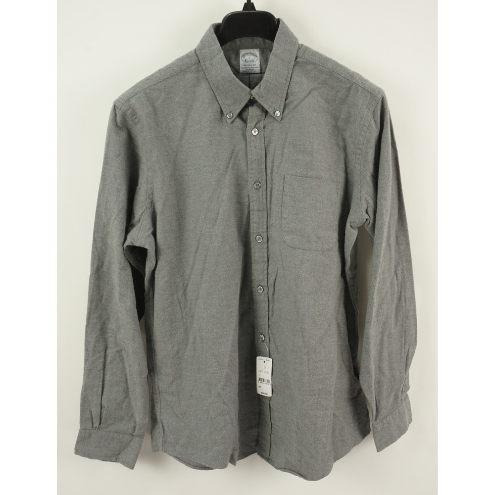 New Brooks Brothers 1818 Regent Fit‎ Flannel Men's Large Gray Button Down Shirt